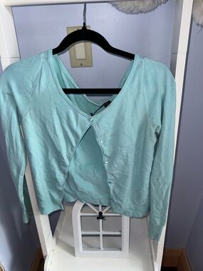 Aqua Button-Front Women's Cardigan